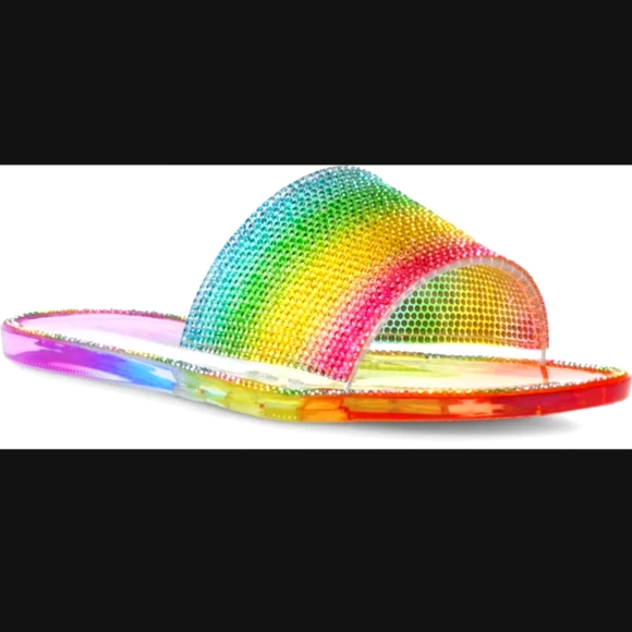 Rainbow Rhinestone Slide Sandals - Picture 6 of 7